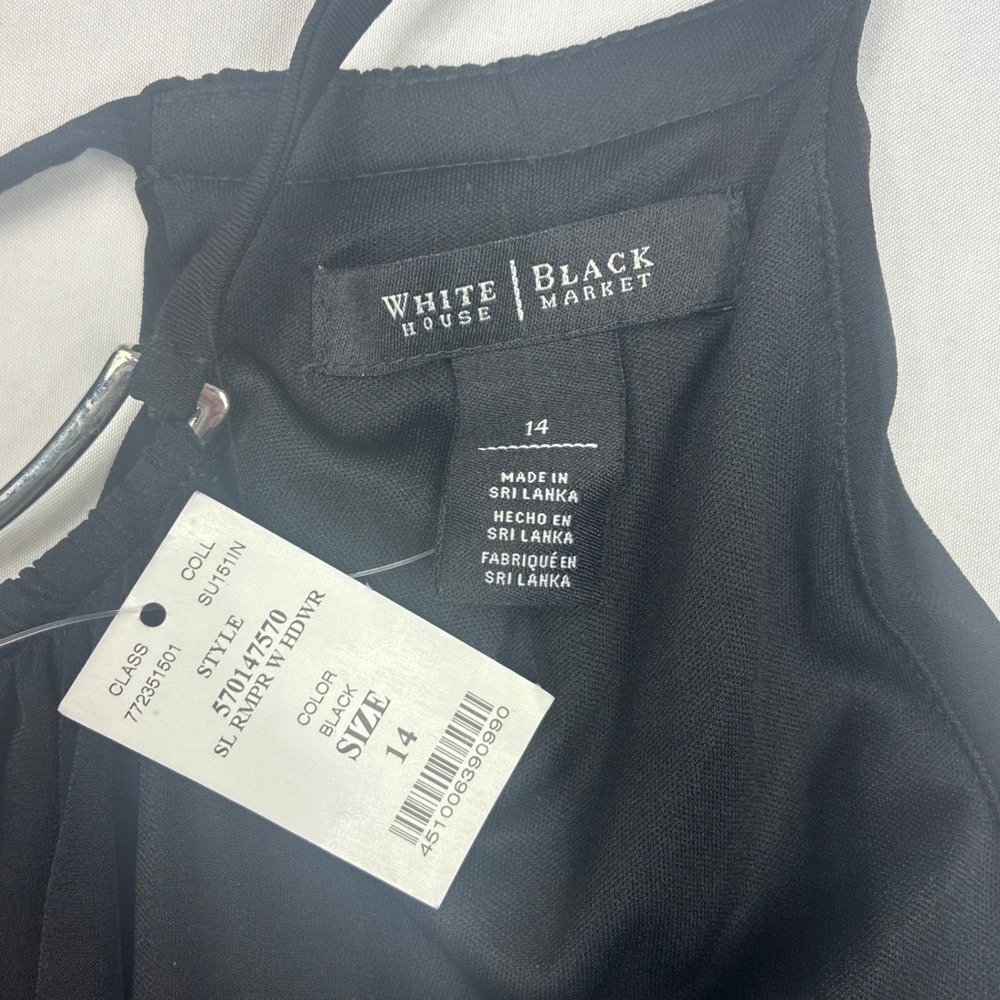 White House Black Market Romper W 14 Black Sleeveless Halter - Picture 5 of 7